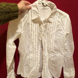 White tuxedo career blouse by J. Crew